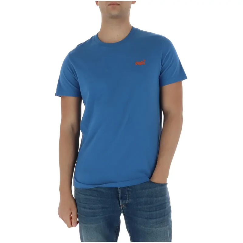 Superdry Herren T-Shirt Hellblau Kurze Ärmel Baumwolle M1011245A