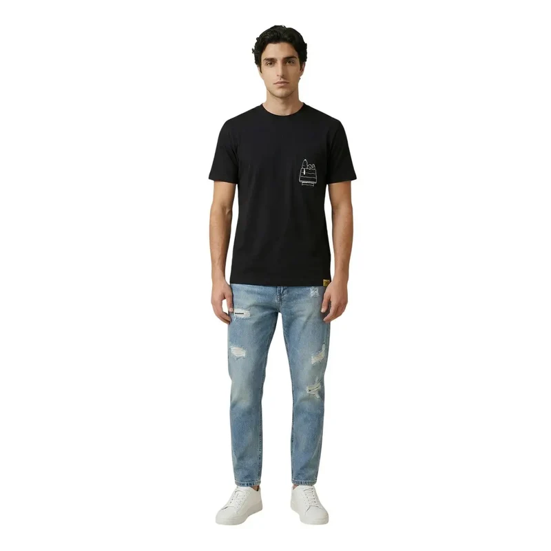 Only & Sons Herren T-Shirt Schwarz Baumwolle Rundhals - 22038044