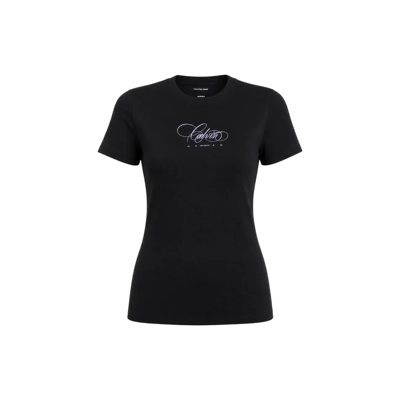 Calvin Klein Jeans Damen Schwarzes klassisches T-Shirt aus Baumwolle