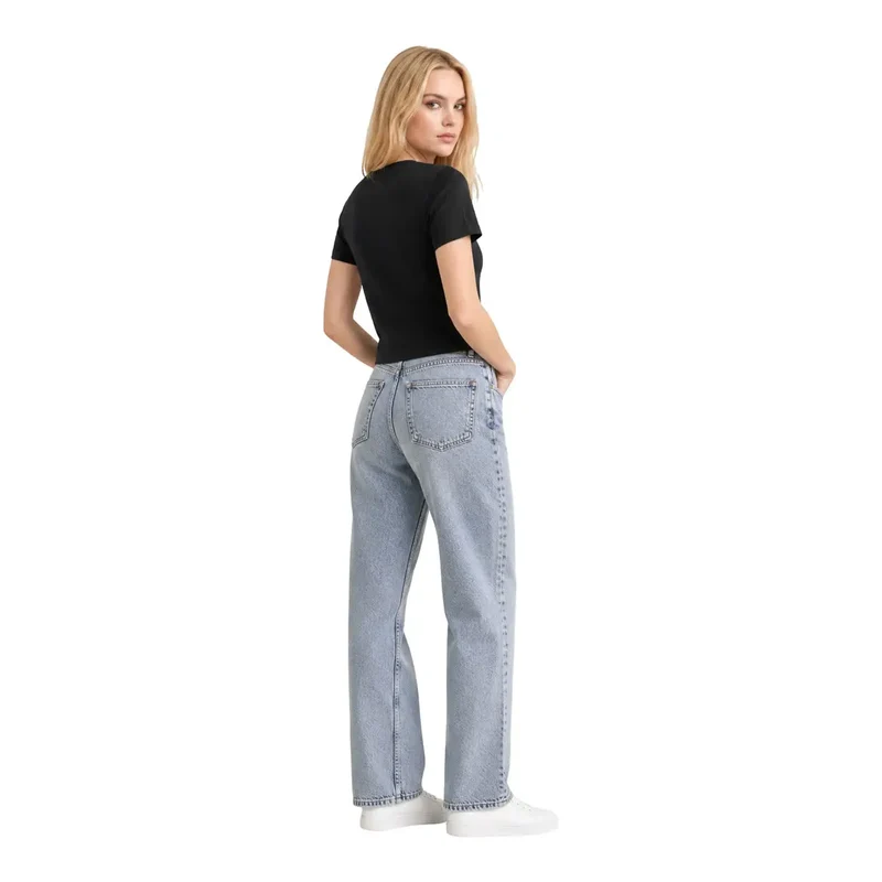 Calvin Klein Jeans Damen Schwarzes Baumwoll-Kurzarmshirt im klassischen Stil