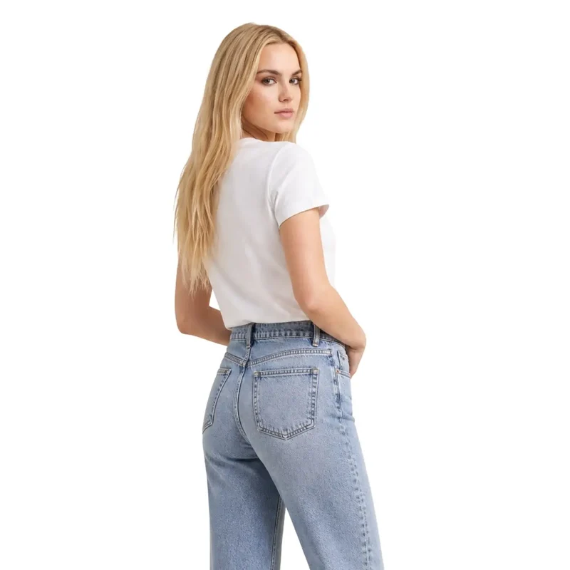 Calvin Klein Jeans Damen Weißes Baumwollklassisches Kurzarm-Shirt
