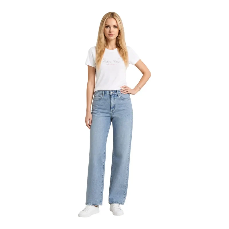 Calvin Klein Jeans Damen Weißes Baumwollklassisches Kurzarm-Shirt