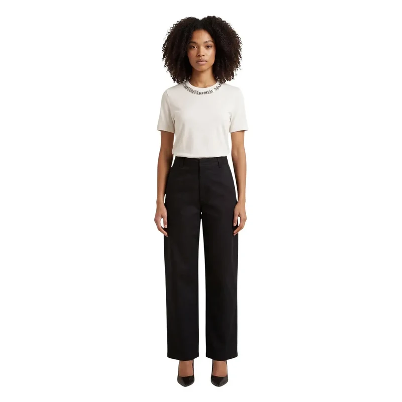 Jacqueline De Yong Damen schwarze Baumwollhose Größe 15367918