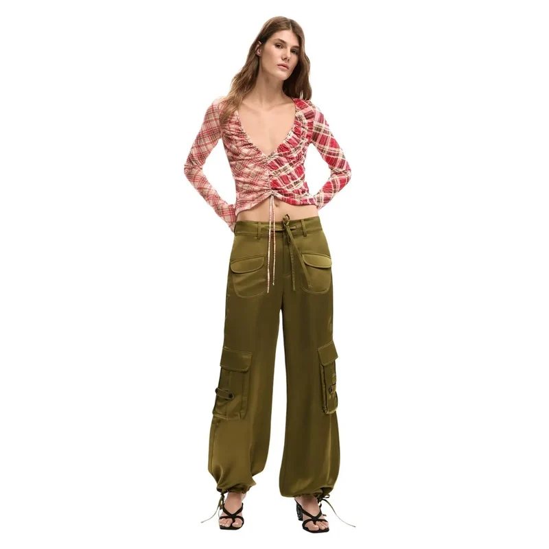 Damenhose aus grünem Polyester von Desigual mit Taschen