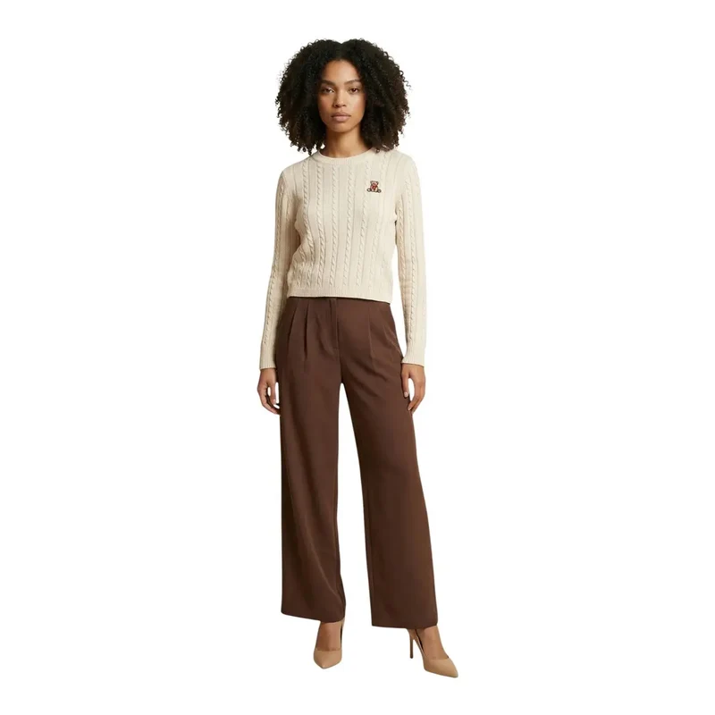 Only Damenhosen Braun aus Polyester und Elastan, Slim Fit