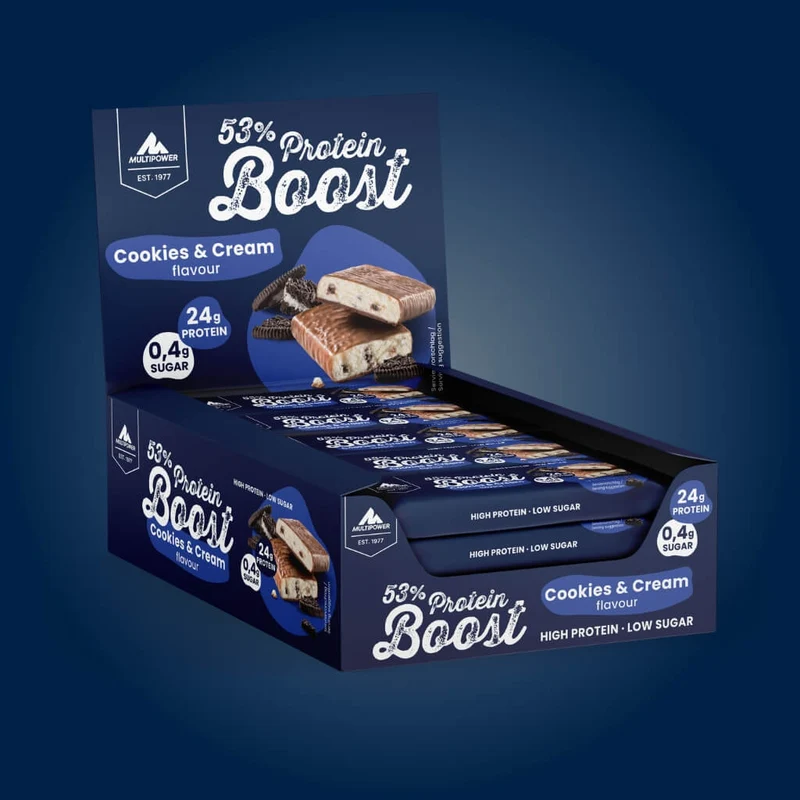 Karton Boost Proteinriegel Cookies & Cream (20x45g) - High Protein