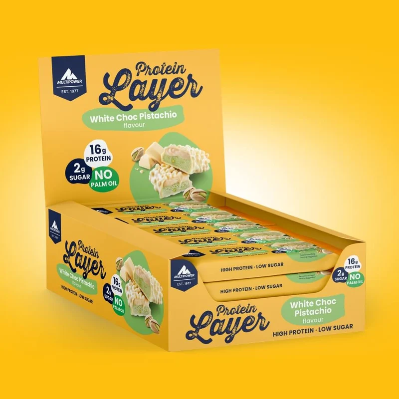 Karton Layer Proteinriegel Weiße Schokolade & Pistazie (18x50g)