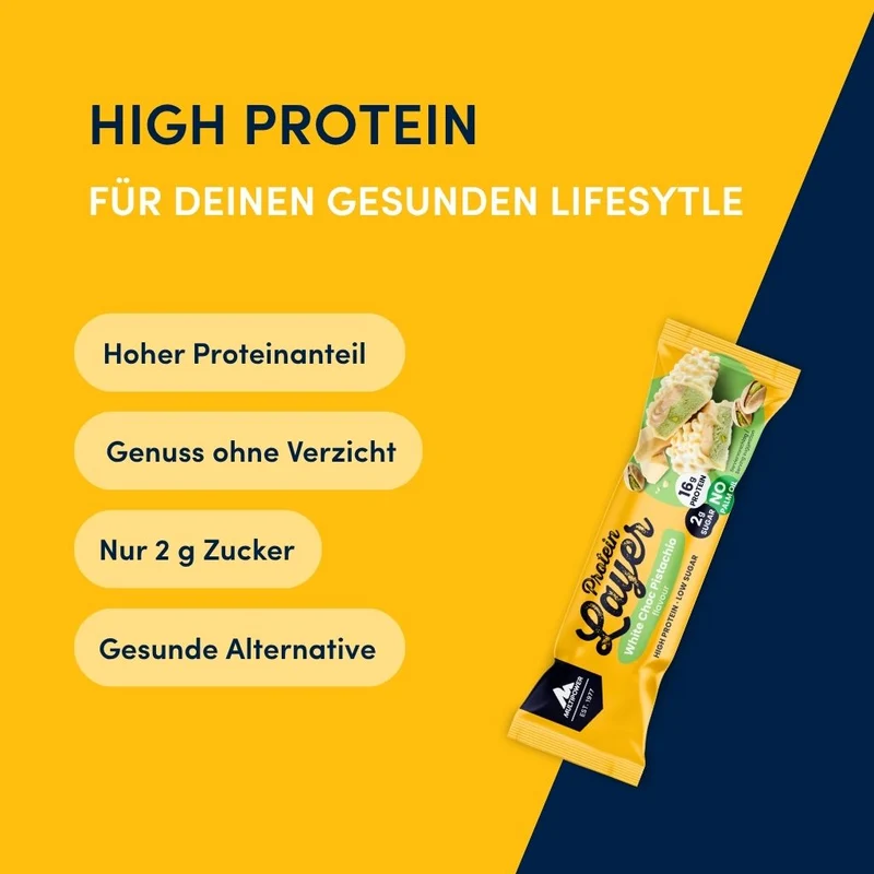 Karton Layer Proteinriegel Weiße Schokolade & Pistazie (18x50g)