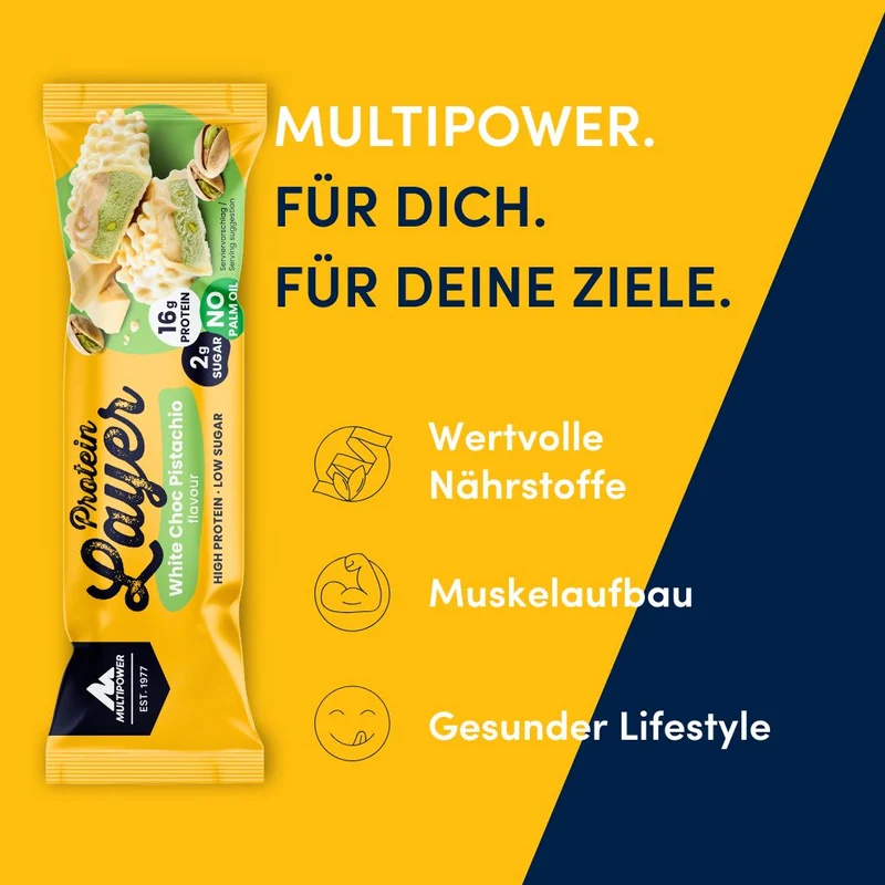Karton Layer Proteinriegel Weiße Schokolade & Pistazie (18x50g)