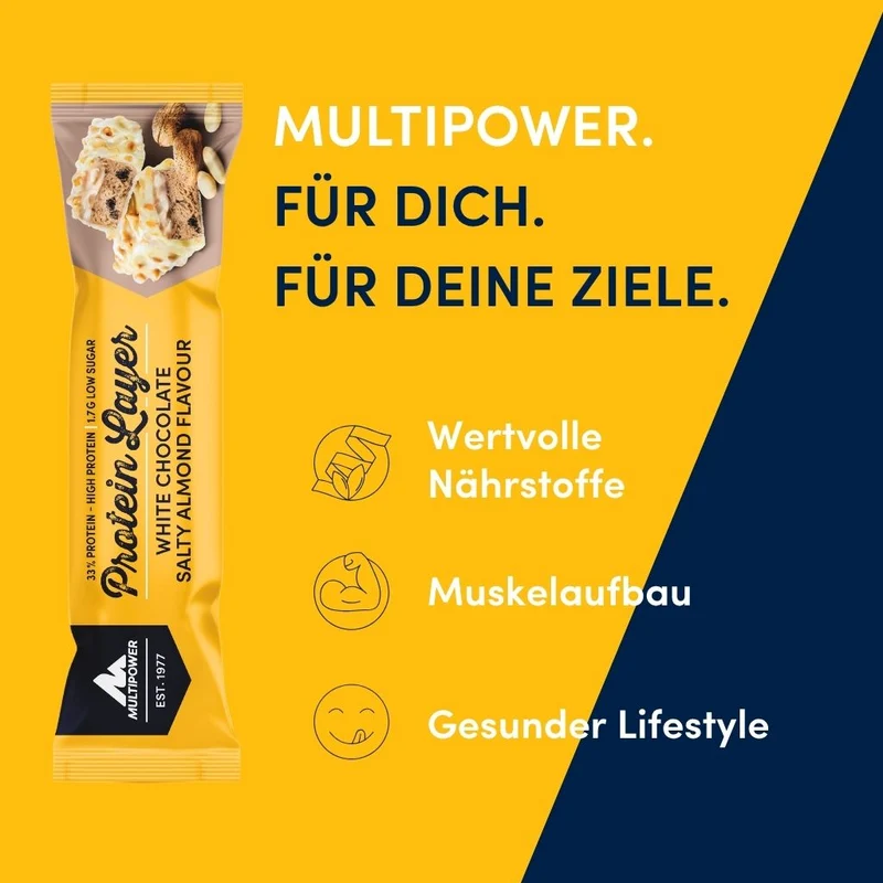 Karton Layer Proteinriegel Weiße Schokolade & Salzmandel (18x50g)