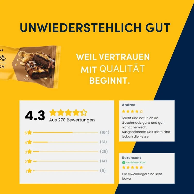 Protein Riegel Layer Karamell & Erdnuss-Crunch - 50g | 16g Protein pro Riegel