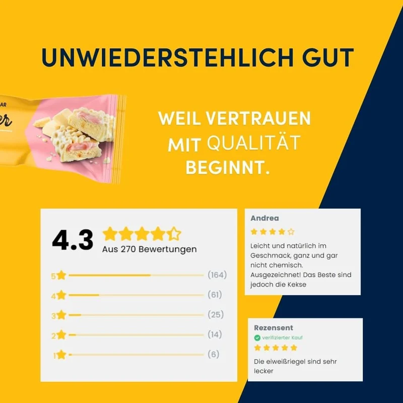 Protein Riegel Layer Weiße Schokolade & Erdbeere - 50g | 16g Protein