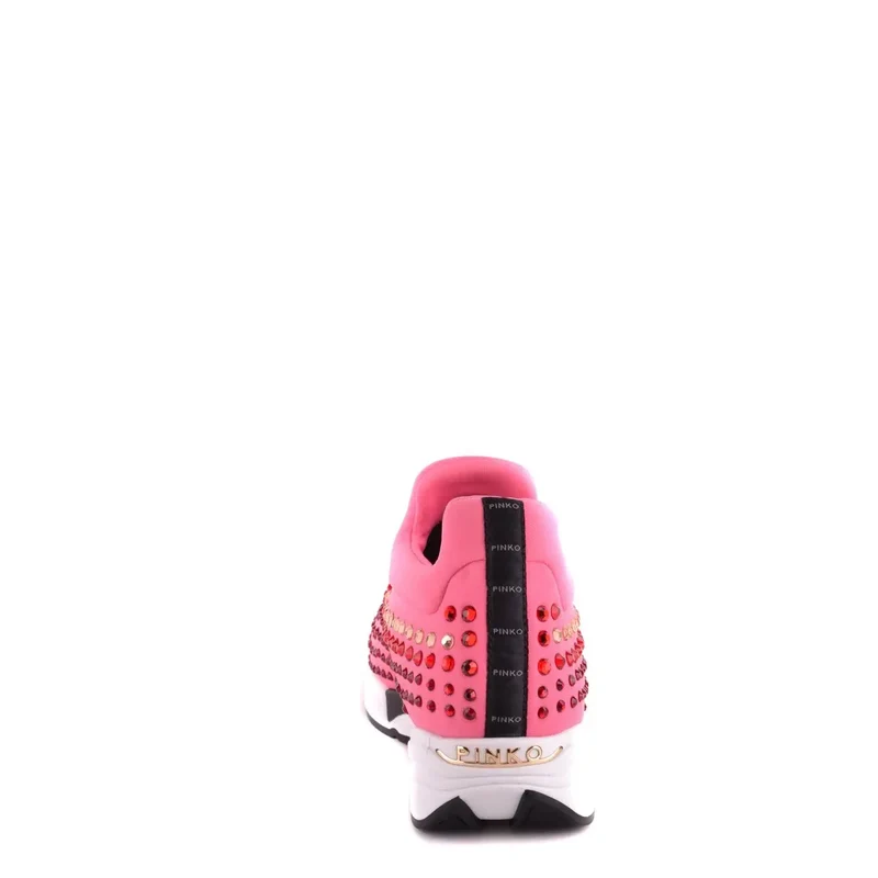 Pinko Damen Sneakers Rosa Stoff Strass Verzierungen