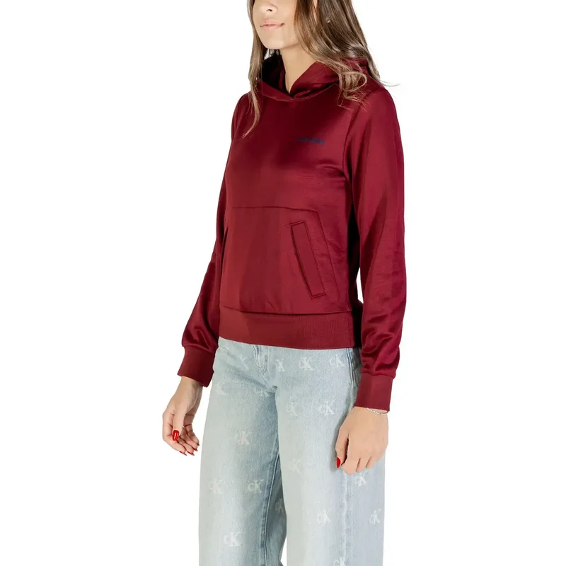 Calvin Klein Damen Bordeaux Herbst Winter Sweatshirt mit Kapuze und Taschen
