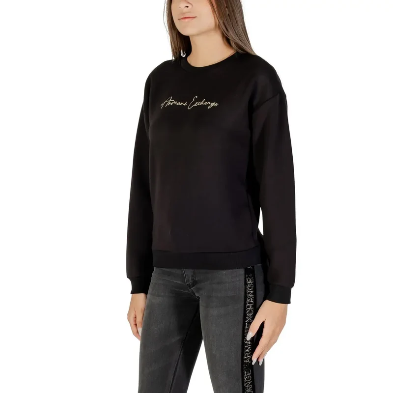 Armani Exchange Frauen Schwarz Bedrucktes Langarm Rundhals Sweatshirt