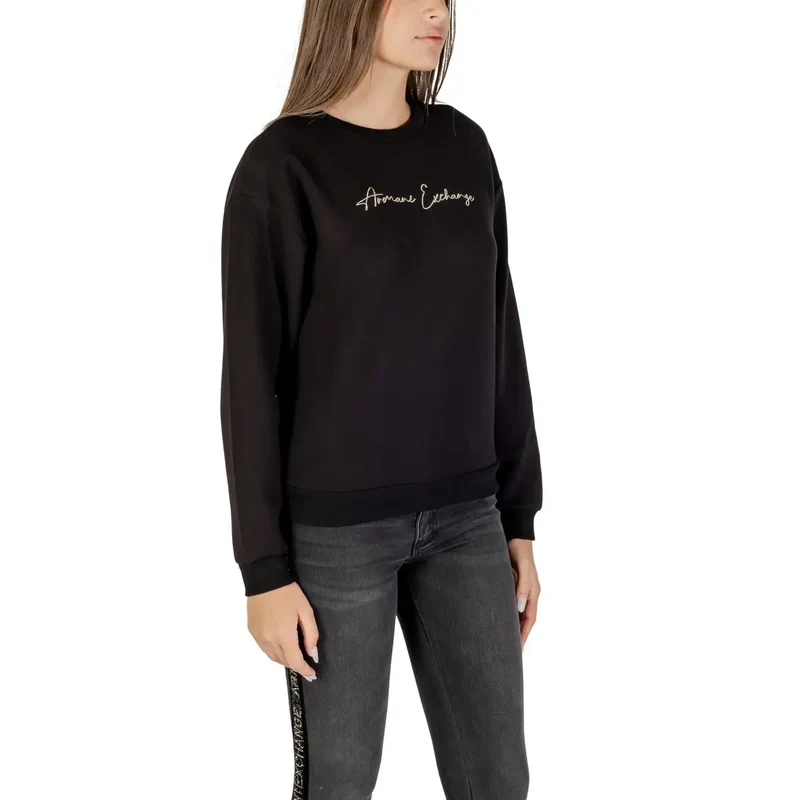 Armani Exchange Frauen Schwarz Bedrucktes Langarm Rundhals Sweatshirt