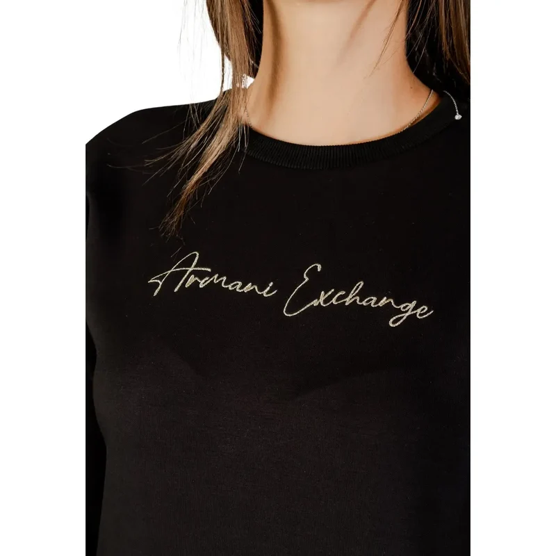Armani Exchange Frauen Schwarz Bedrucktes Langarm Rundhals Sweatshirt