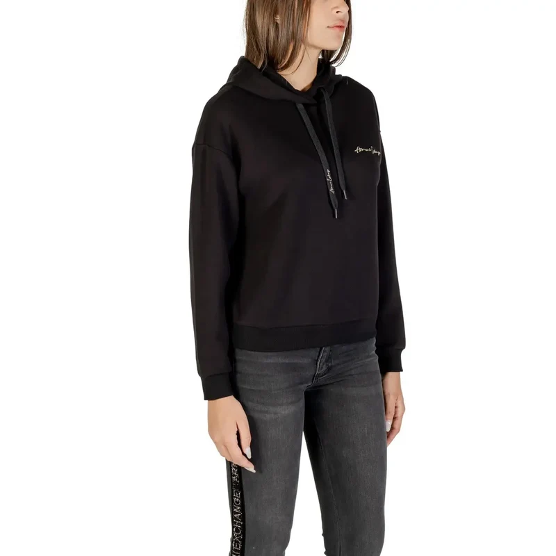 Armani Exchange Frauen Schwarz Bedrucktes Sweatshirt mit Kapuze