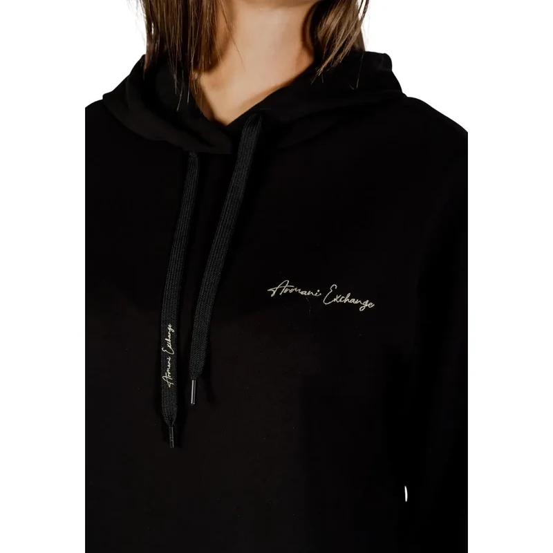 Armani Exchange Frauen Schwarz Bedrucktes Sweatshirt mit Kapuze