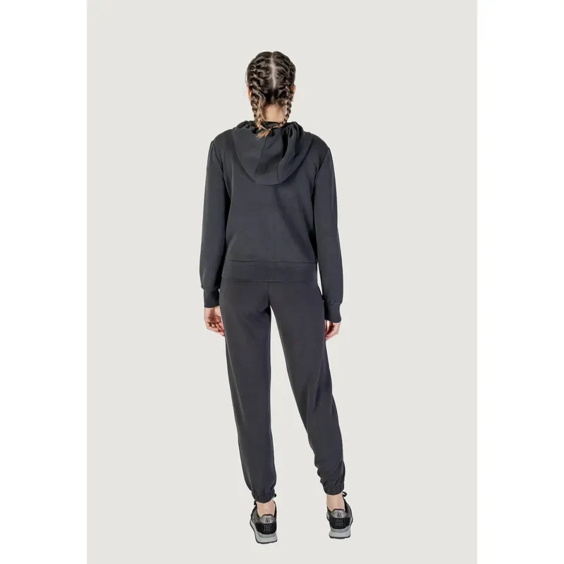 Guess Active Frauen Schwarz Langes Sweatshirt mit Kapuze und Reißverschluss