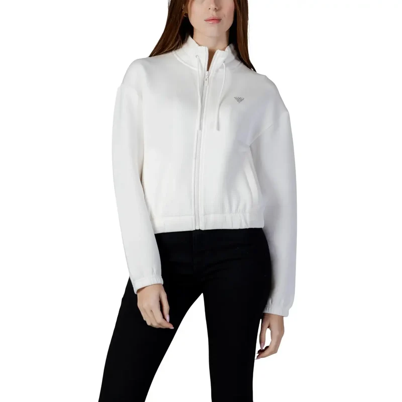 Guess Active Women Schwarzes Sweatshirt mit Kapuze und Reißverschluss