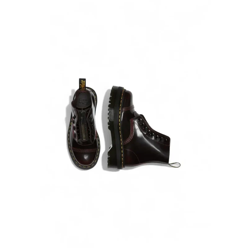Dr. Martens Damen-Plateauschuhe aus bordeauxrotem Leder Boots