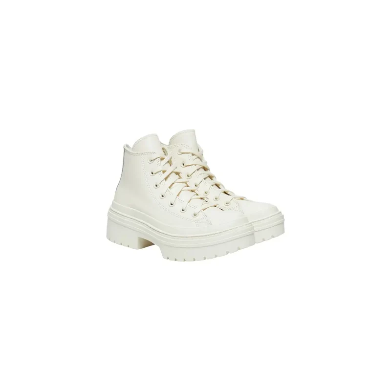 Converse Damen-Plateau aus weißem Leder Boots