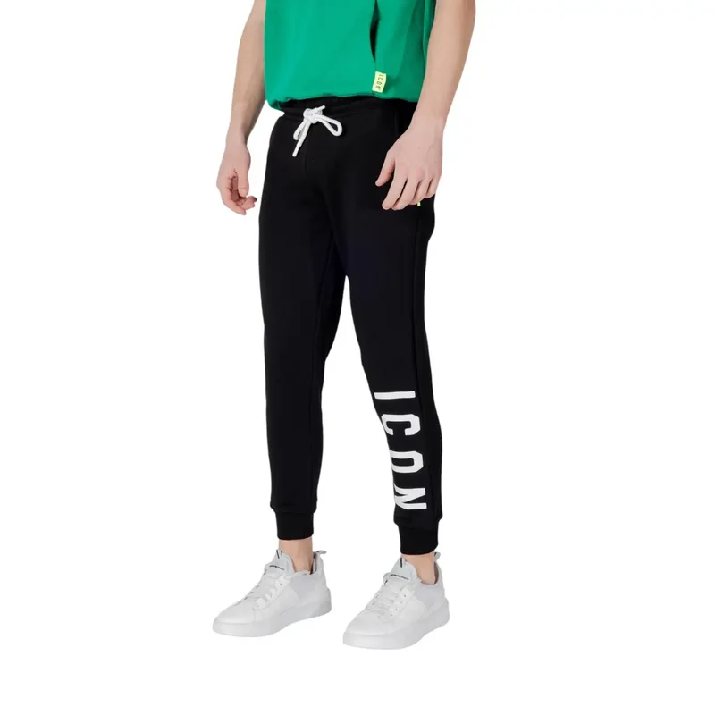 Icon Herren Freizeithose aus schwarzem Baumwollmischgewebe mit Streifen