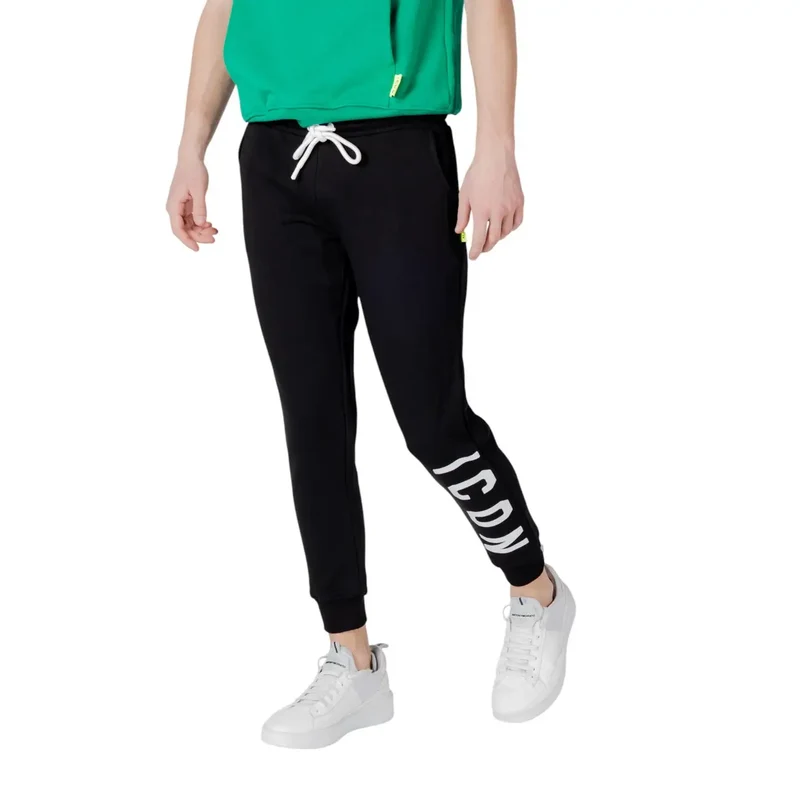 Icon Herren Freizeithose aus schwarzem Baumwollmischgewebe mit Streifen