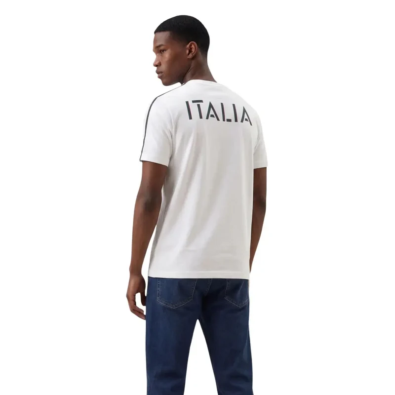 EA7 Herren Weißes Baumwoll-Rundhals-T-Shirt 7M001861 AF12503