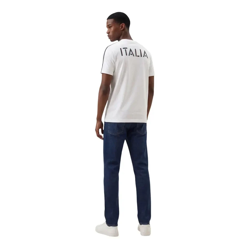 EA7 Herren Weißes Baumwoll-Rundhals-T-Shirt 7M001861 AF12503