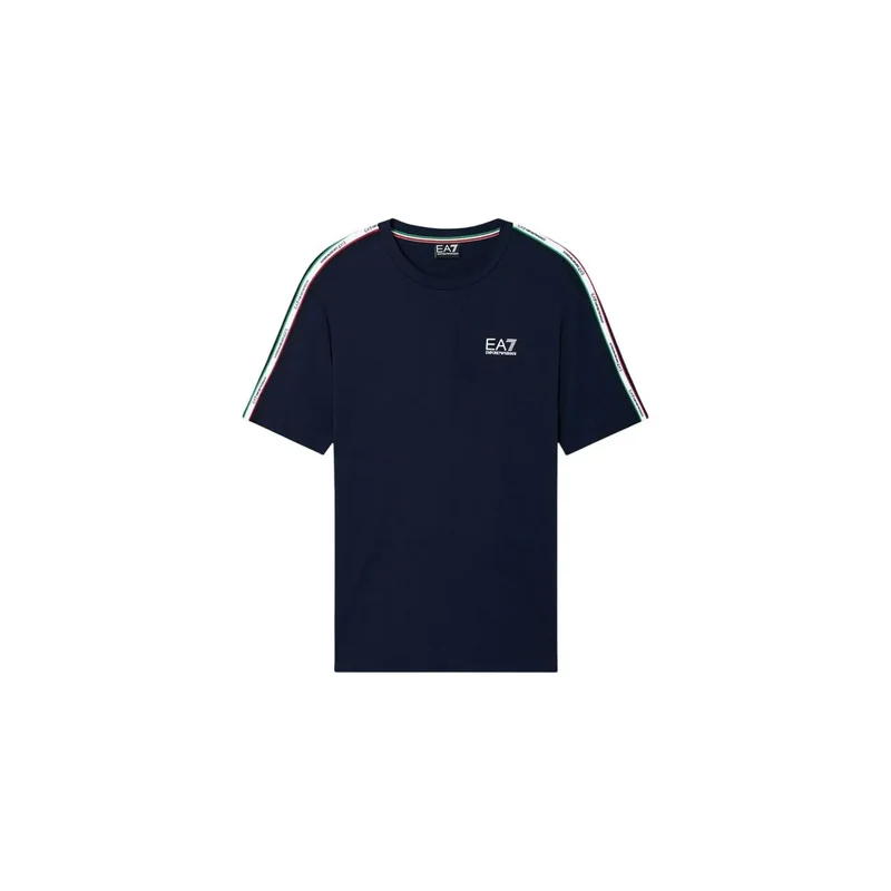 EA7 Herren Weißes Baumwoll-Rundhals-T-Shirt 7M001861 AF12503