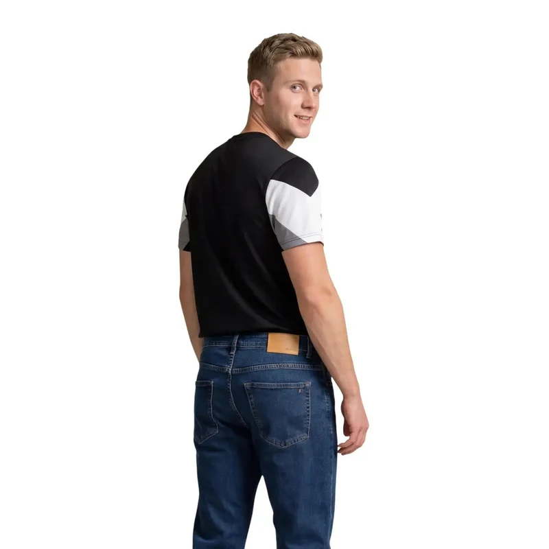 EA7 Herren Schwarzes Baumwoll-Rundhals-T-Shirt 7M001603 AF12503