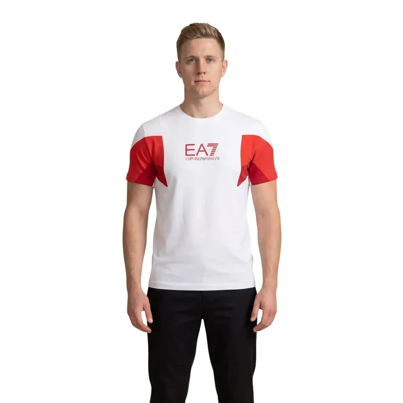 EA7 Herren Schwarzes Baumwoll-Rundhals-T-Shirt 7M001603 AF12503