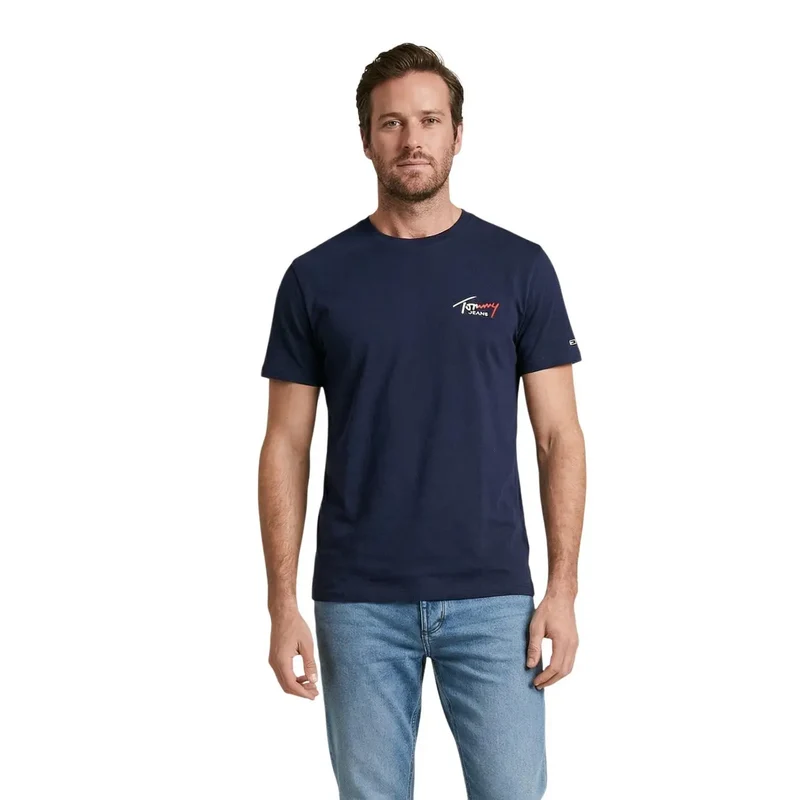 Tommy Hilfiger Jeans Herren T-Shirt Blau Bio-Baumwolle S