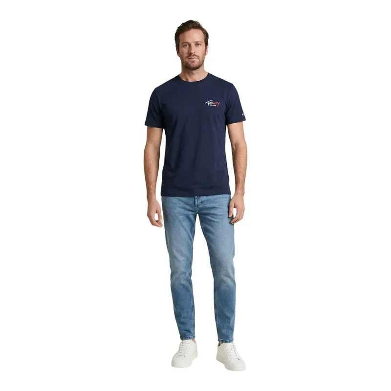 Tommy Hilfiger Jeans Herren T-Shirt Blau Bio-Baumwolle S