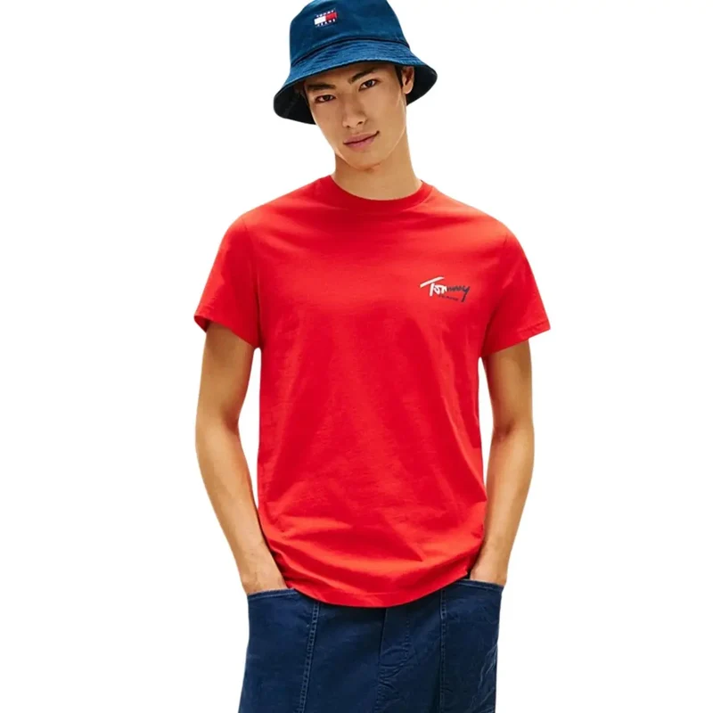 Tommy Hilfiger Jeans Herren T-Shirt Blau Bio-Baumwolle S