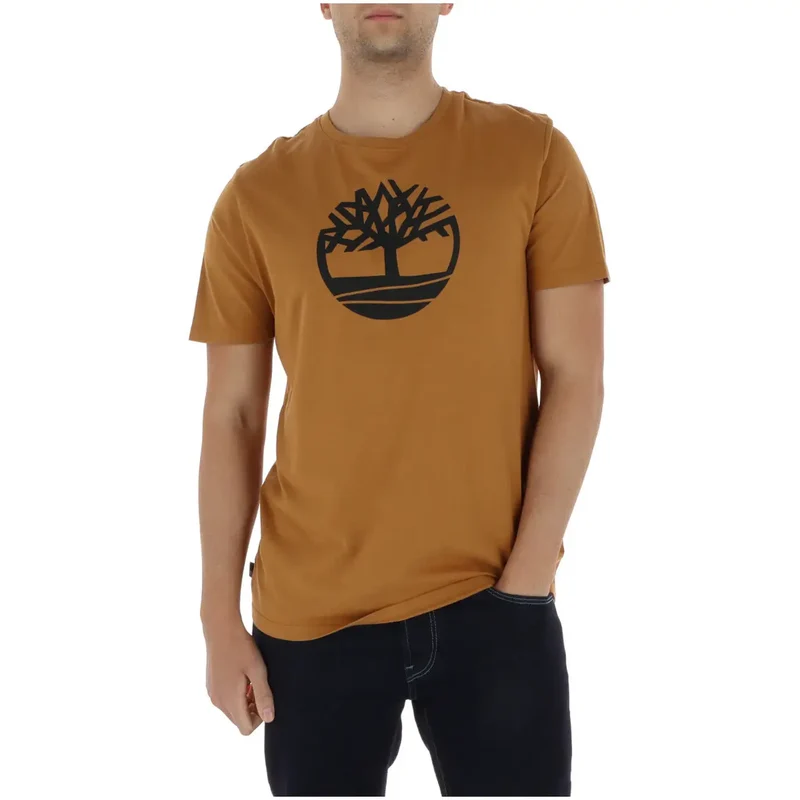 Timberland Herren T-Shirt Kamel Baumwolle Rundhals Druck TB0A2C2R