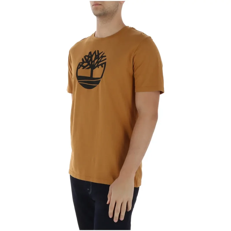 Timberland Herren T-Shirt Kamel Baumwolle Rundhals Druck TB0A2C2R
