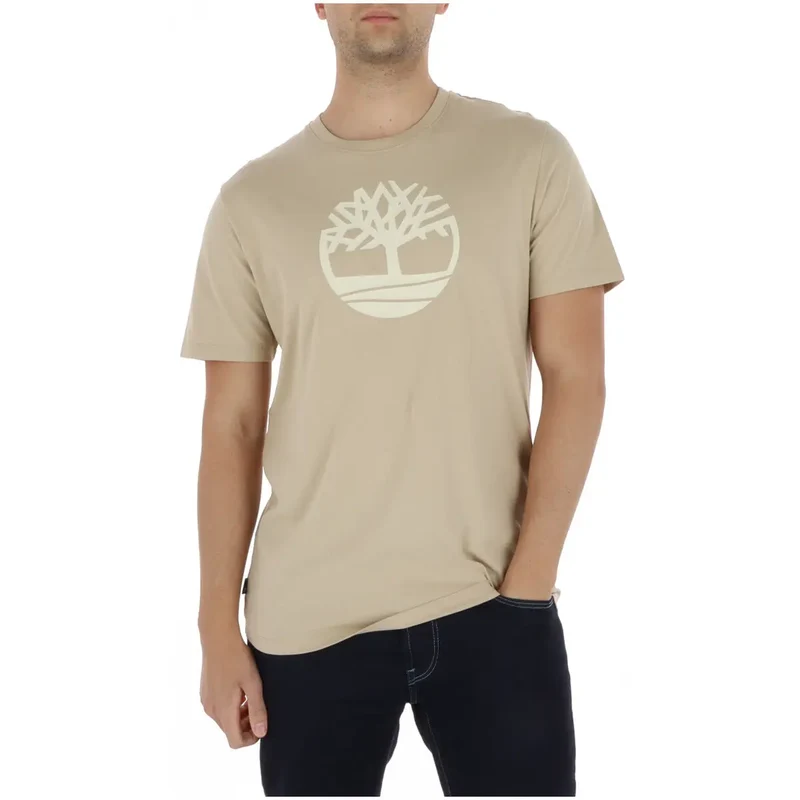 Timberland Herren T-Shirt Kamel Baumwolle Rundhals Druck TB0A2C2R