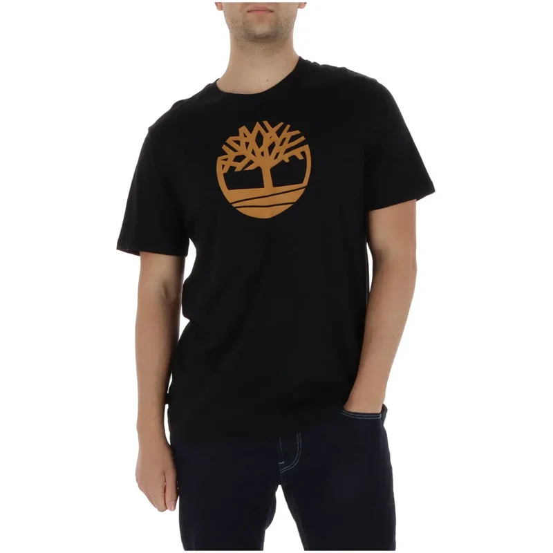 Timberland Herren T-Shirt Kamel Baumwolle Rundhals Druck TB0A2C2R