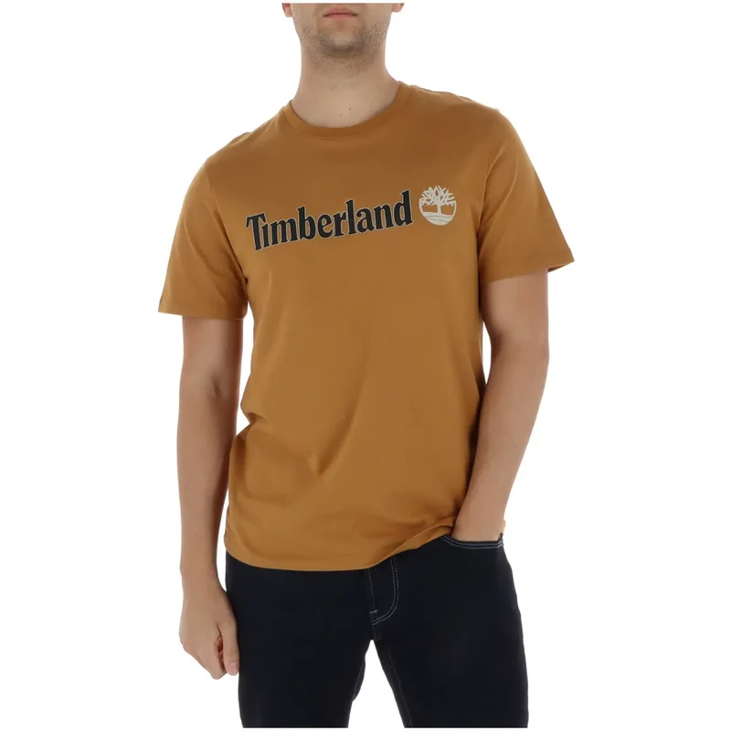 Timberland Herren Baumwoll-T-Shirt Kamel Rundhals Kurzarm