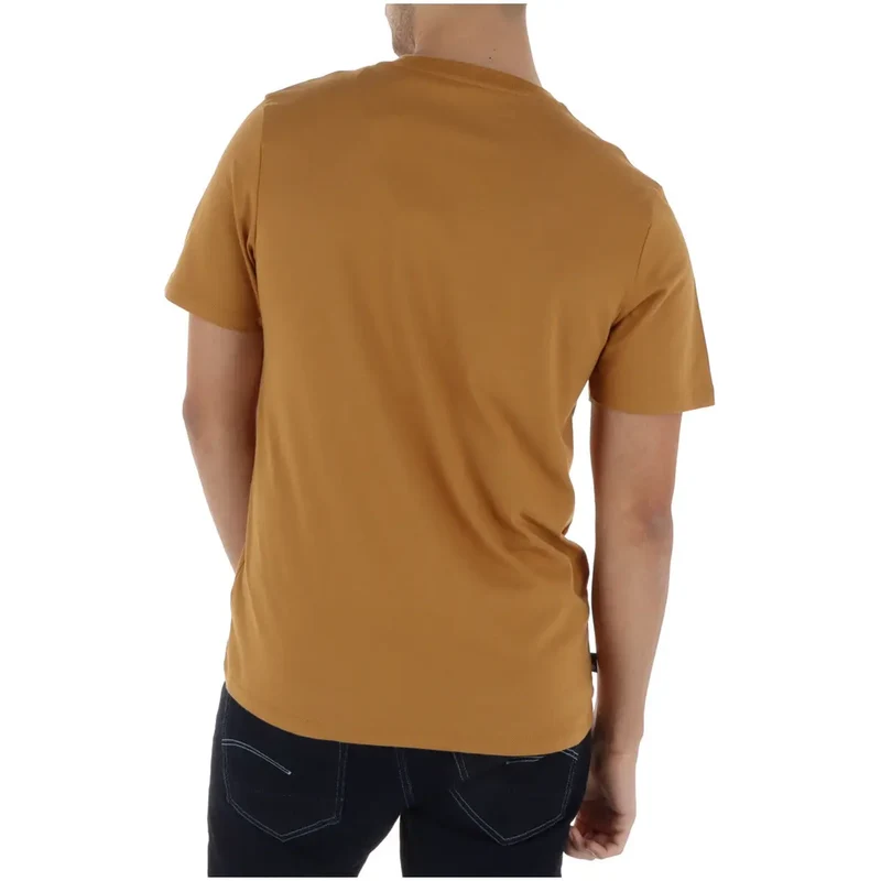 Timberland Herren Baumwoll-T-Shirt Kamel Rundhals Kurzarm
