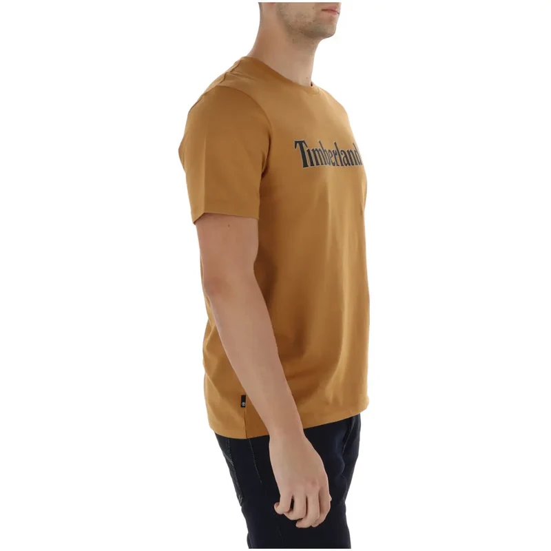 Timberland Herren Baumwoll-T-Shirt Kamel Rundhals Kurzarm