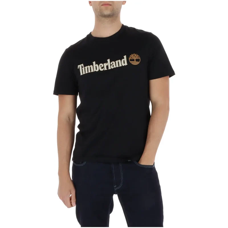 Timberland Herren Baumwoll-T-Shirt Kamel Rundhals Kurzarm