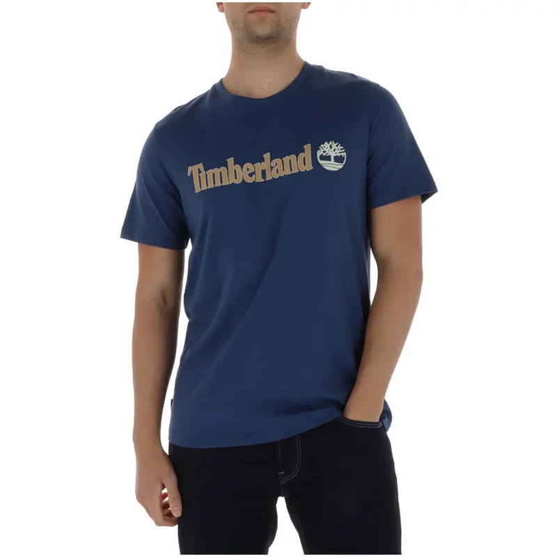 Timberland Herren Baumwoll-T-Shirt Kamel Rundhals Kurzarm