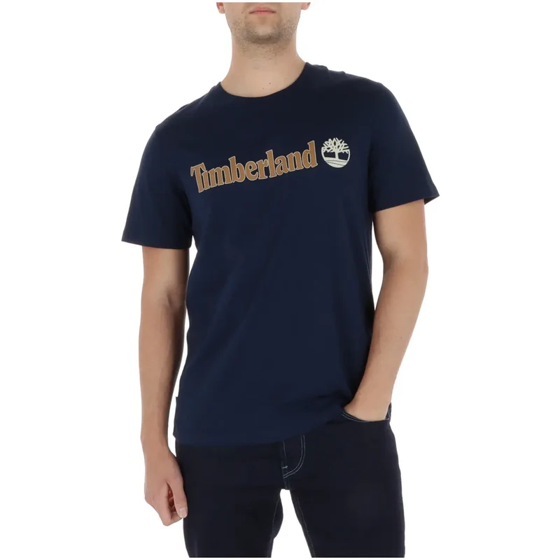 Timberland Herren Baumwoll-T-Shirt Kamel Rundhals Kurzarm