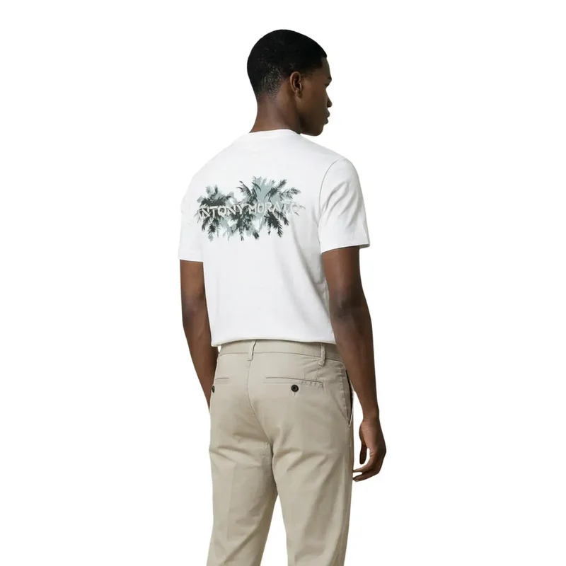 Antony Morato Herren T-Shirt Weiß bedruckt Baumwolle MMKS02632