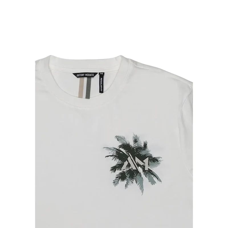 Antony Morato Herren T-Shirt Weiß bedruckt Baumwolle MMKS02632
