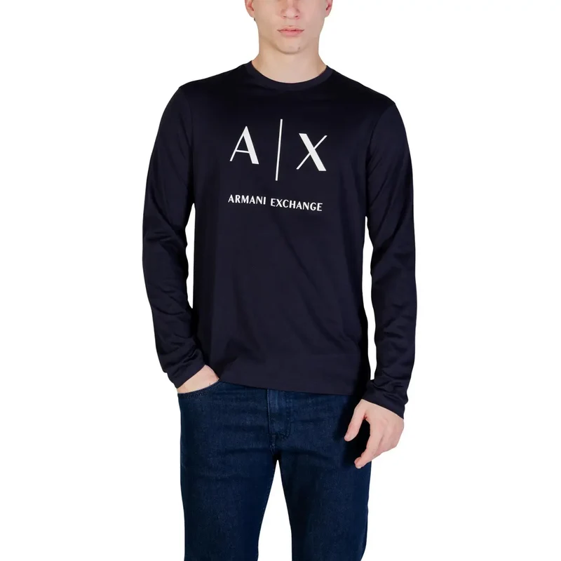Armani Exchange Herren T-Shirt Blau Baumwolle Rundhals S